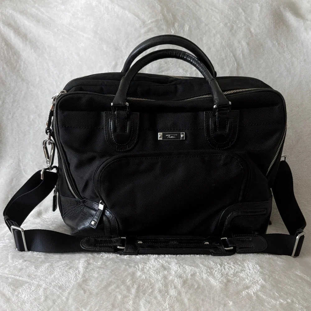 Tumi Black Nylon & Leather Briefcase Laptop Bag